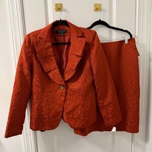 NWT LARRY LEVINE 2 Piece Skirt Suit 12 Blazer Jacket Office Work Business